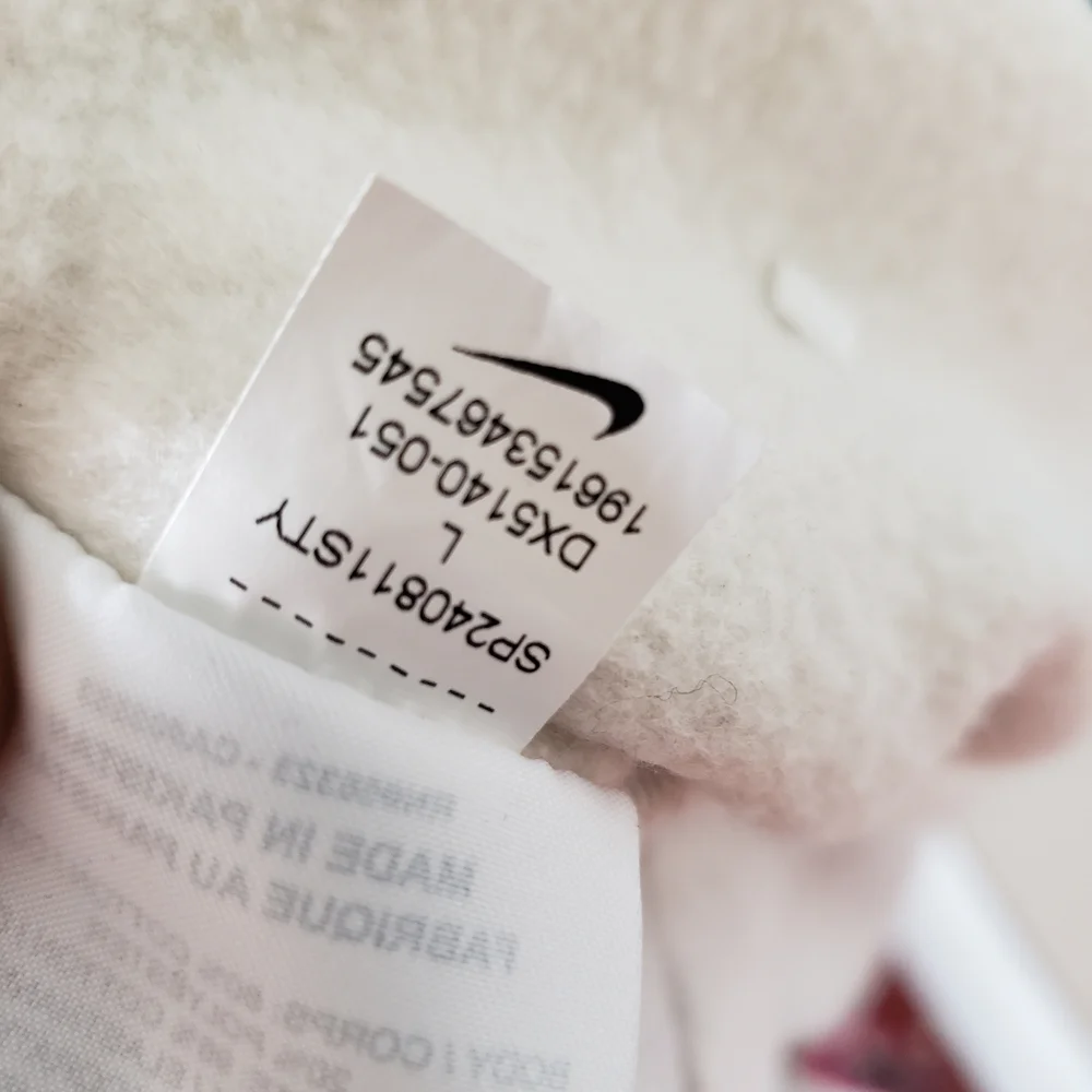 white Nike double swoosh cropped long-sleeved sweater Womens size Large - Picture 2 of 7